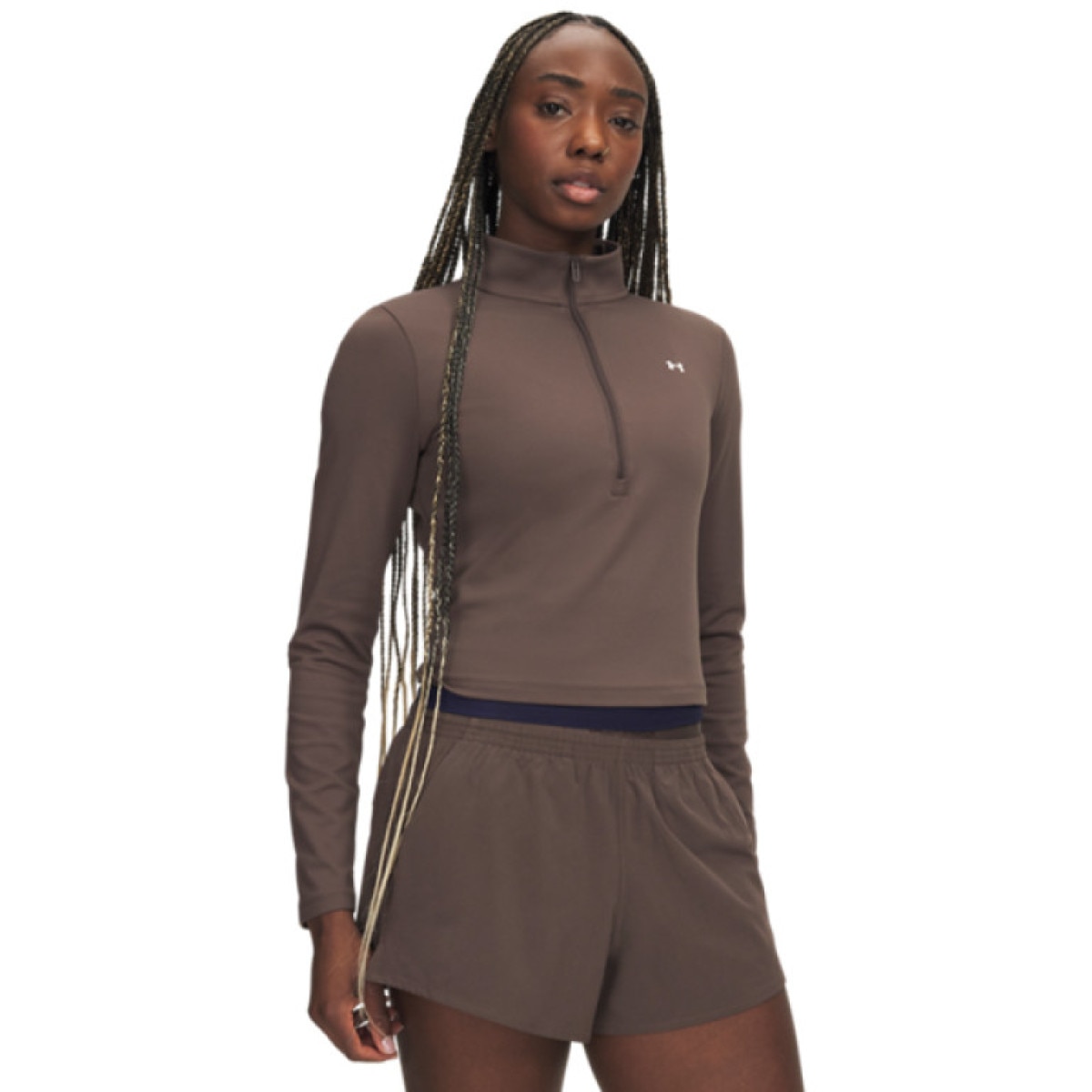 Damska bluza treningowa bez kaptura Under Armour Motion 1/2 Zip - brązowa