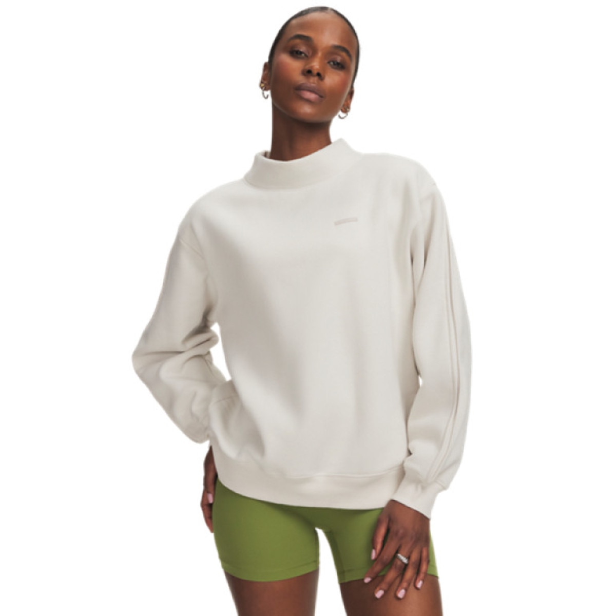 Damska bluza dresowa nierozpinana z półgolfem Under Armour UA Icon Sama Fleece Mock - kremowa