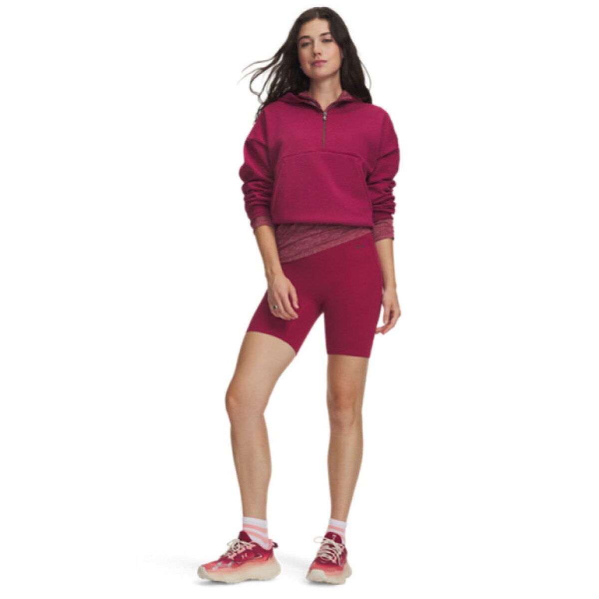 Damskie kolarki treningowe Under Armour Motion Bike Short - burgundowe