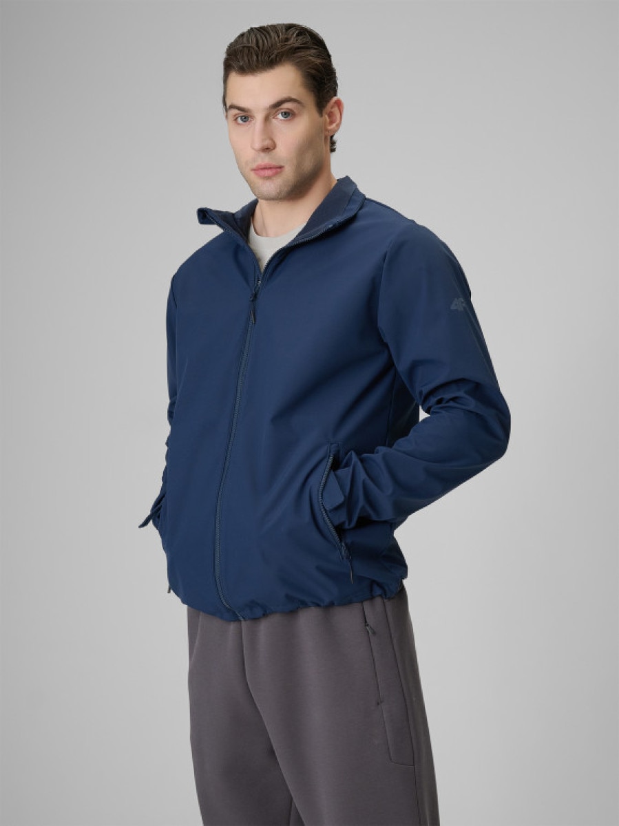 Męska kurtka softshell wiatroodporna 4F 4FWSS26TSOFM548 - granatowa