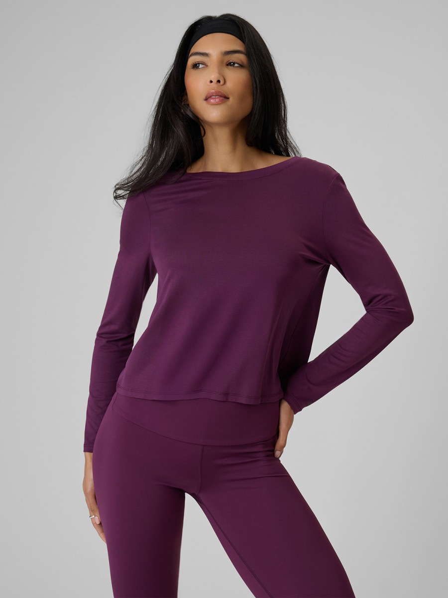 Damski longsleeve bez nadruku 4F 4FRSS26TLONF673 - fioletowy
