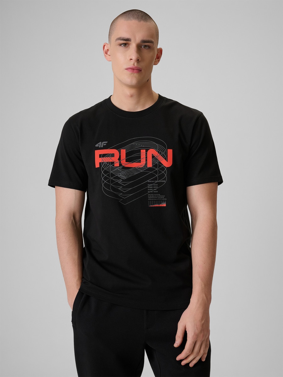Męski t-shirt z nadrukiem 4F 4FRSS26TTSHM3806 - czarny