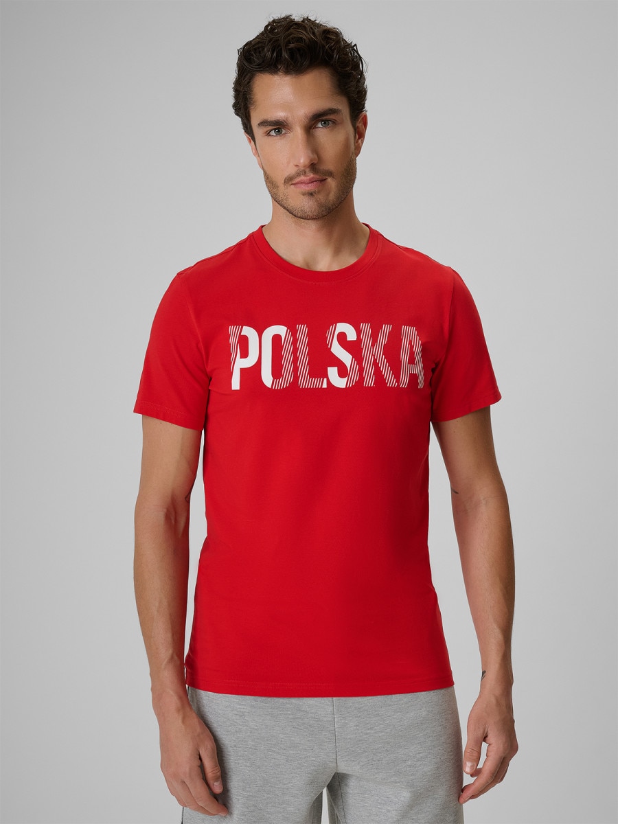 Męska koszulka kibica 4F 4FRSS26TTSHM4202 - czerwona