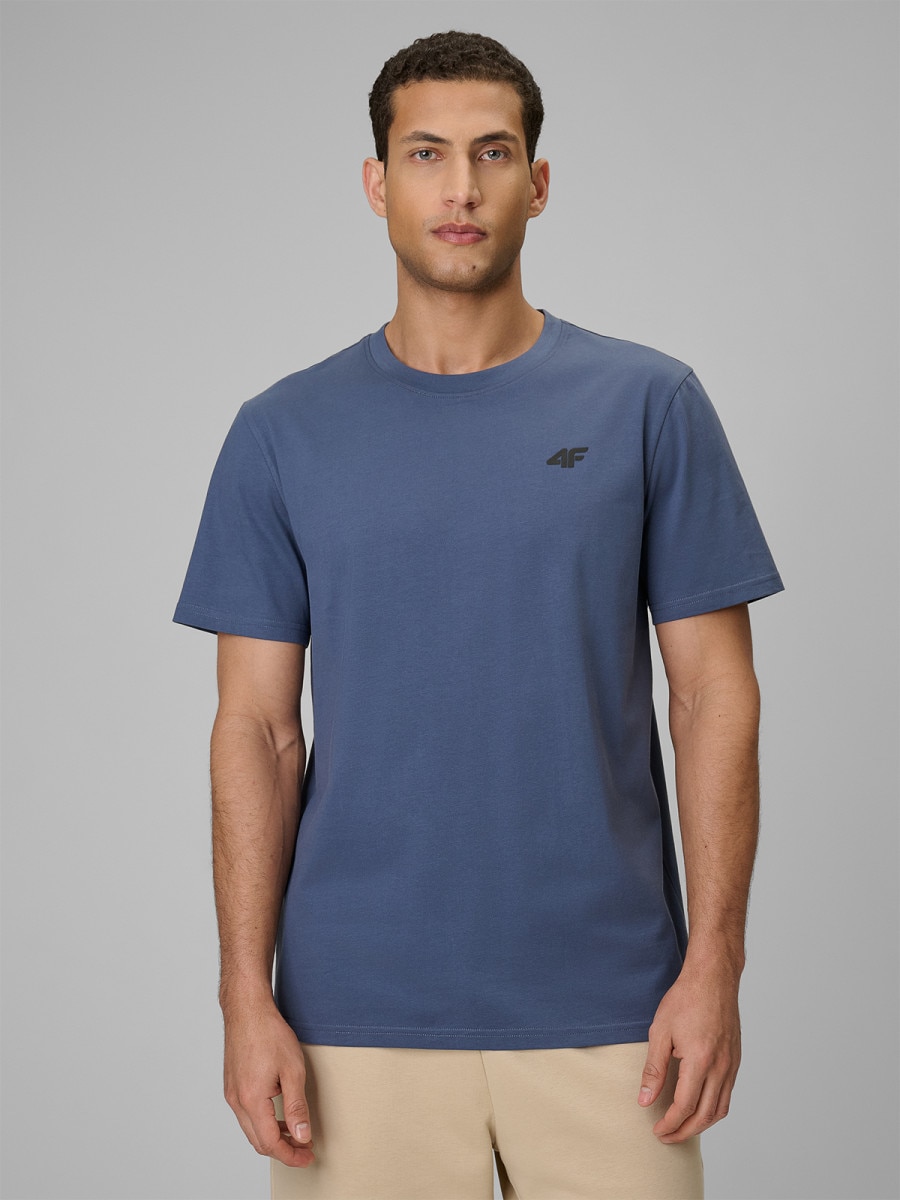 Męski t-shirt bez nadruku 4F 4FRSS26TTSHM4261 - denim