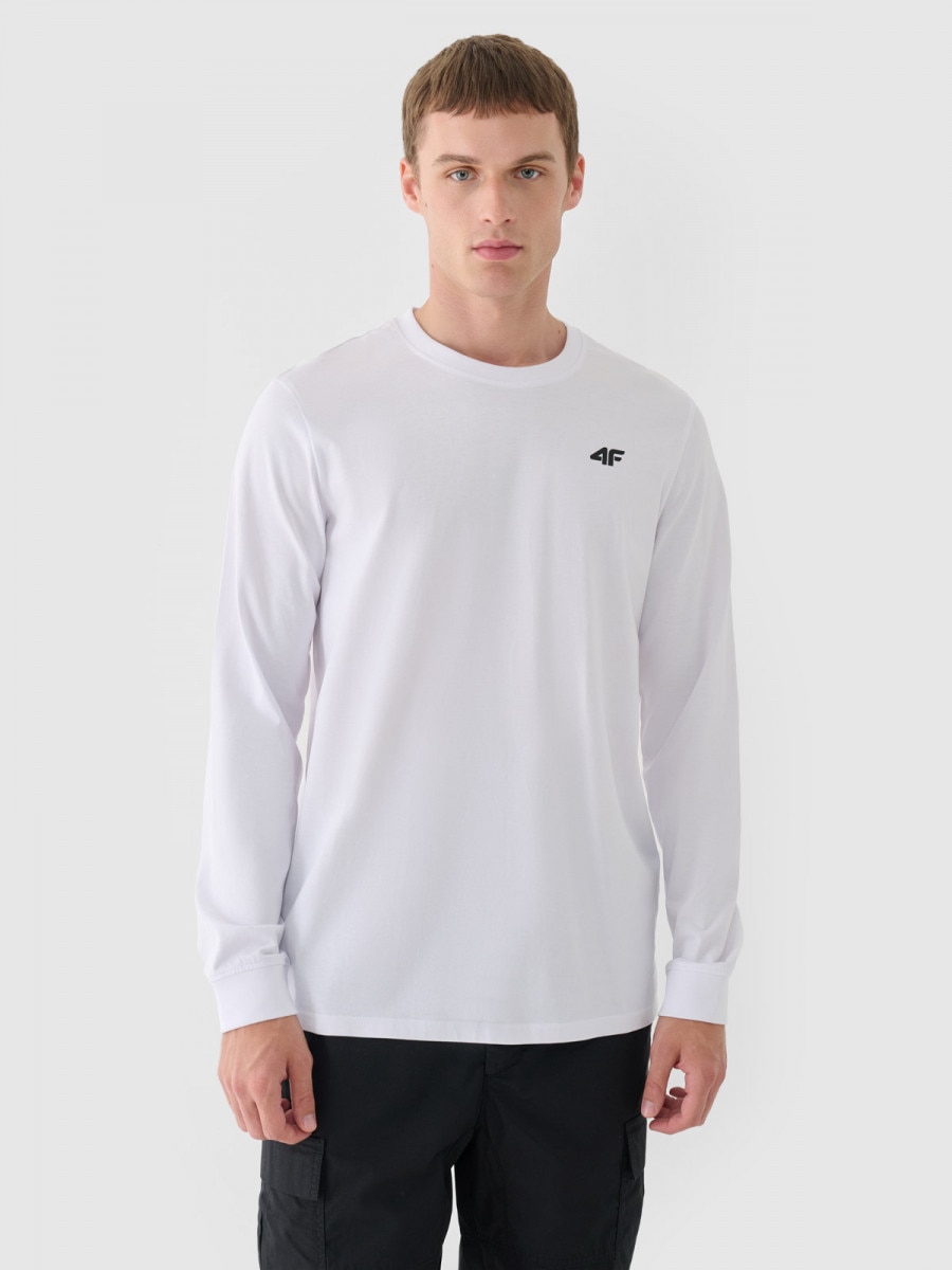 Męski longsleeve basic 4F 4FWMM00TLONM432 - biały