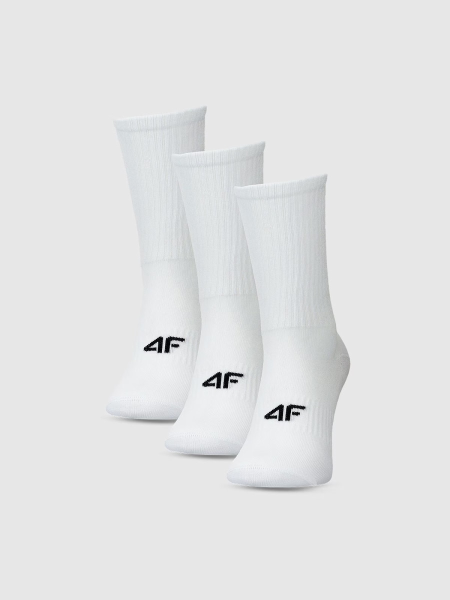 Damskie skarpetki za kostkę (3-pack) 4F 4FWMM00USOCF474 - białe