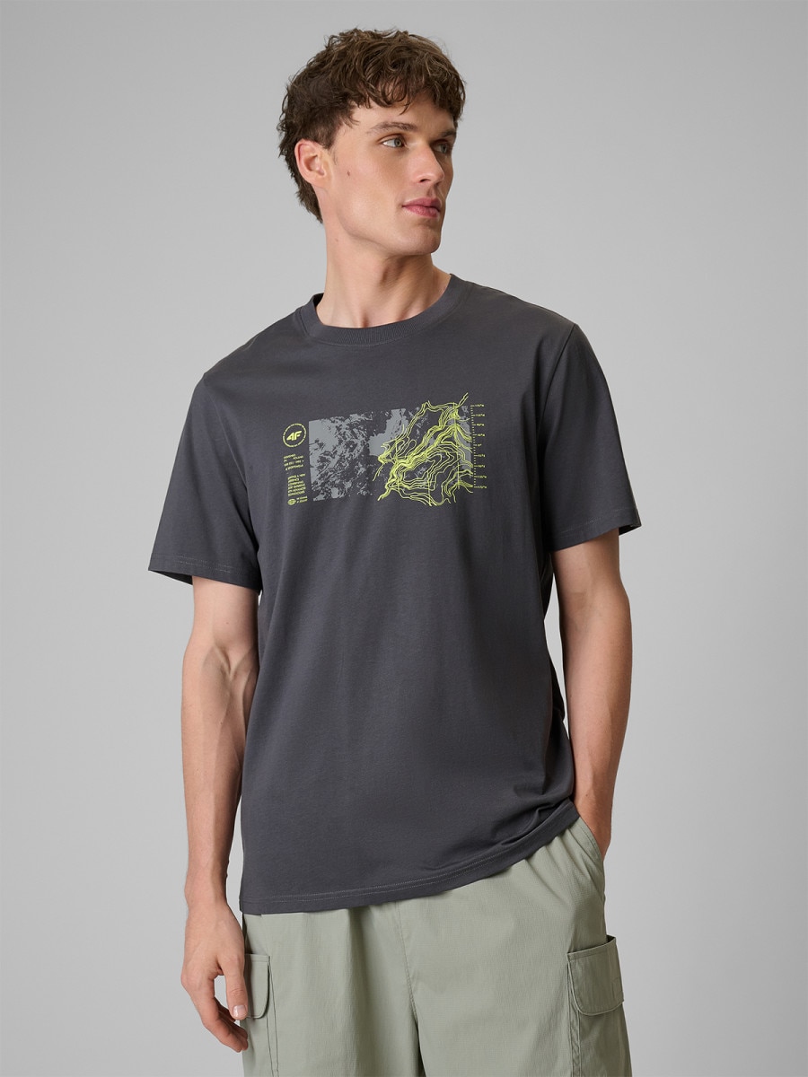 Męski t-shirt z nadrukiem 4F 4FWSS26TTSHM2823 - szary