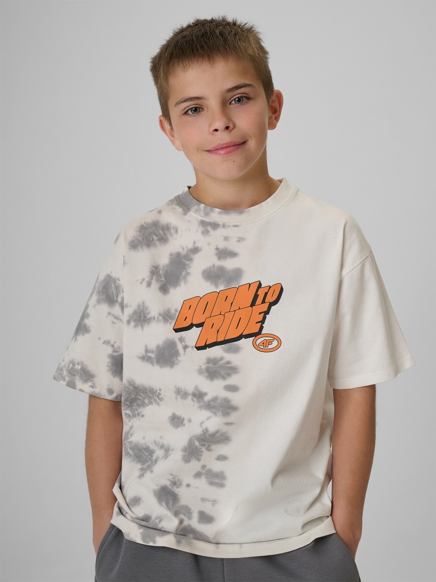 Chłopięcy t-shirt z nadrukiem 4F 4FJRSS26TTSHM4168 - szary