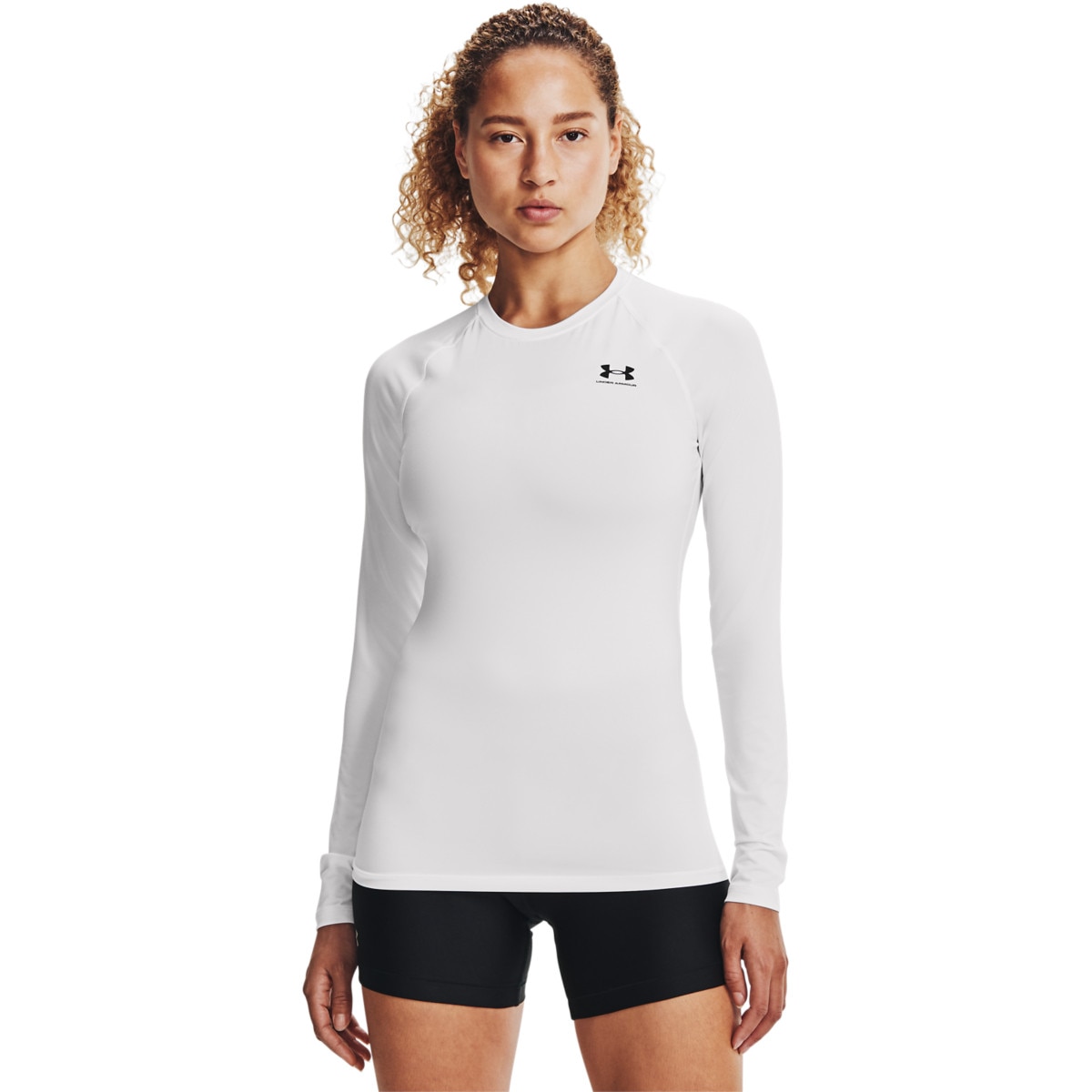 Damski longsleeve treningowy Under Armour UA HG Authentics Comp LS - biały