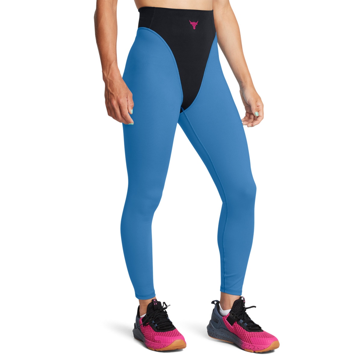Damskie legginsy treningowe Under Armour Project Rock ProLet\'s Go Grind Ankle Leggings - niebieskie
