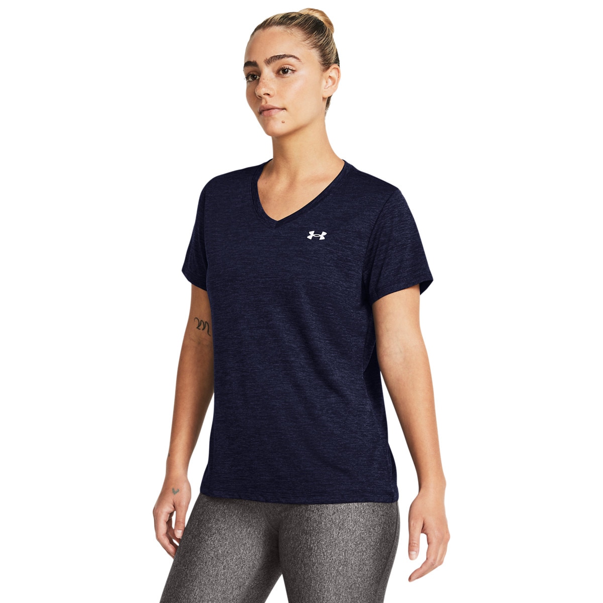 Damska koszulka treningowa Under Armour Tech SSV- Twist - granatowa