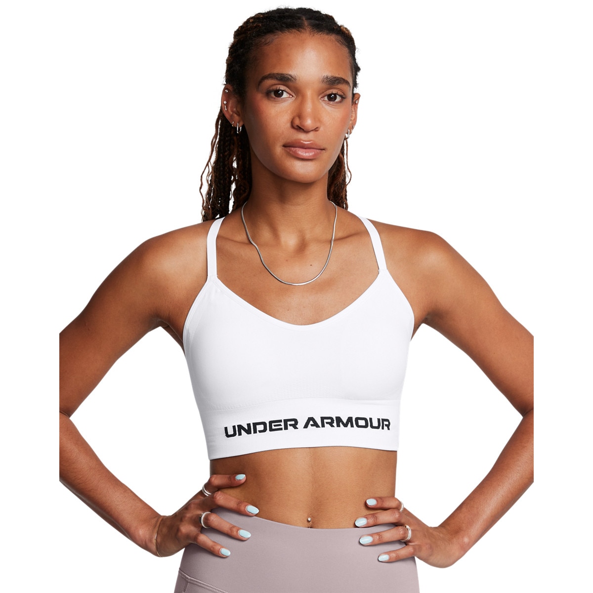 Damski biustonosz treningowy Under Armour Vanish Seamless Low Bra - biały