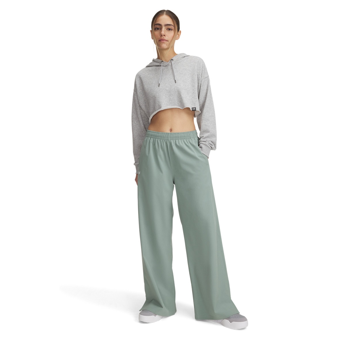 Damskie spodnie treningowe Under Armour Armoursport Wide Leg Pant - zielone