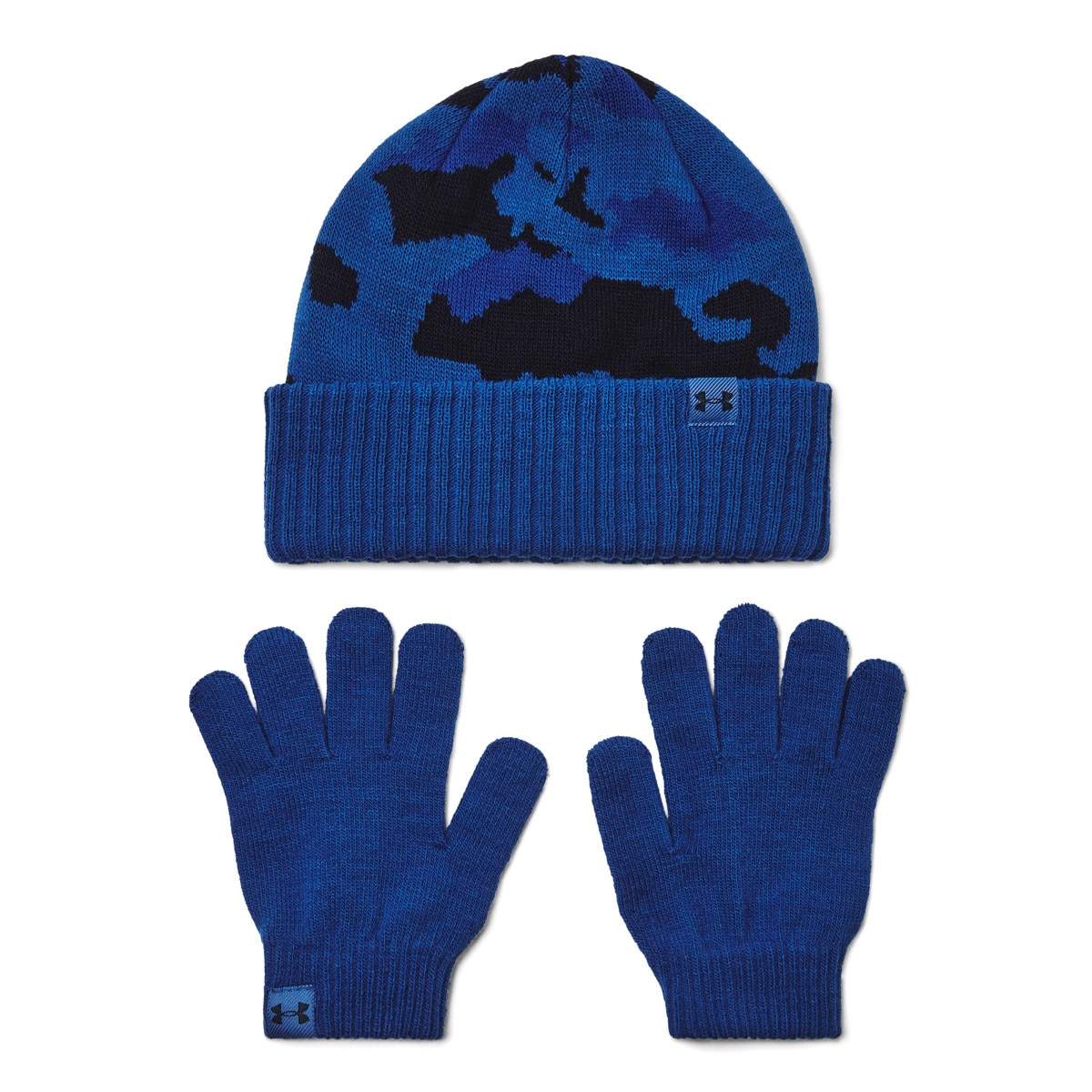 Chłopięcy zestaw czapka zimowa i rękawiczki Under Armour B Beanie/Glove Combo - granatowy