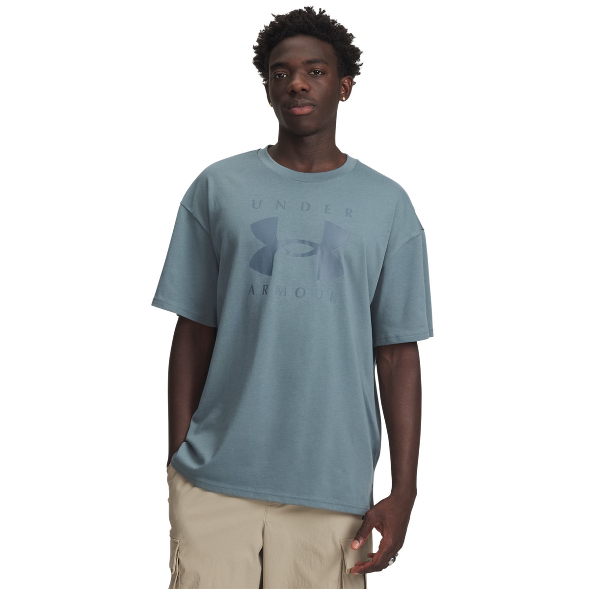 Męski t-shirt z nadrukiem Under Armour UA M Hw Os Branded Ss - niebieski