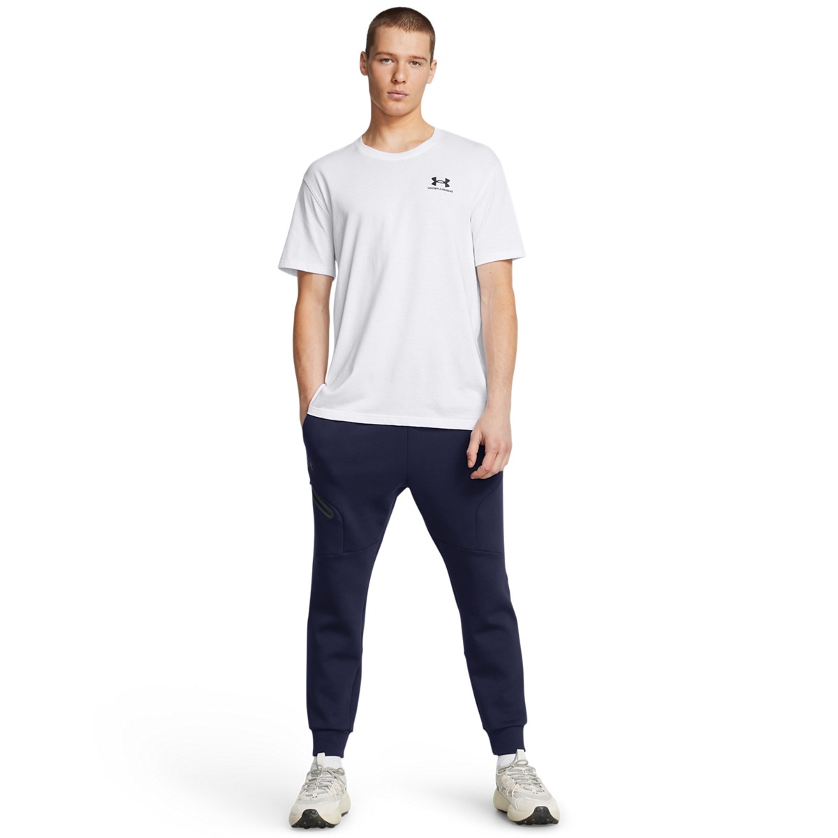 Męskie spodnie treningowe Under Armour UA Unstoppable Flc Jgr Eu - granatowe