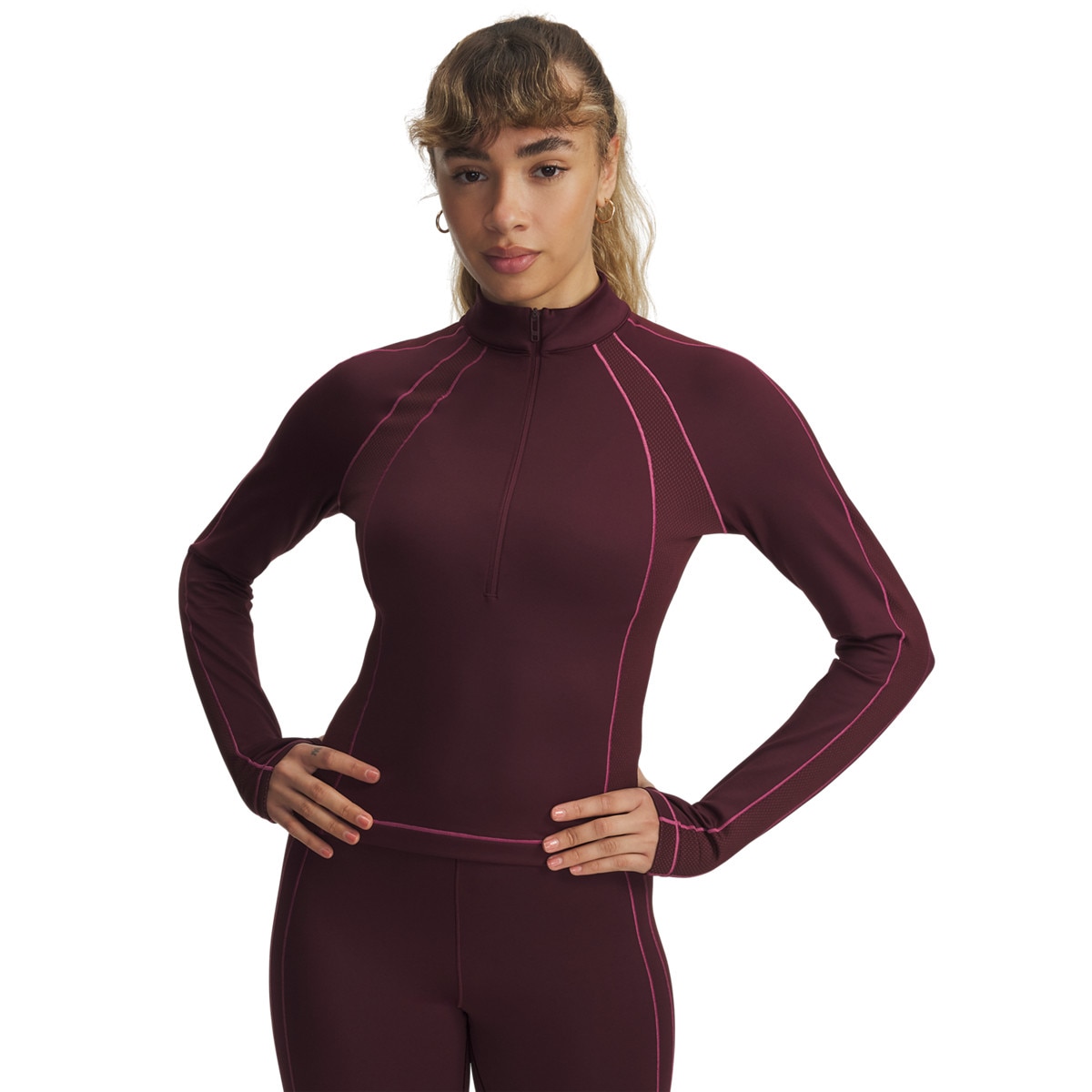 Damski longsleeve treningowy Under Armour UA ColdGear Textured 1/2 Zip - fioletowy