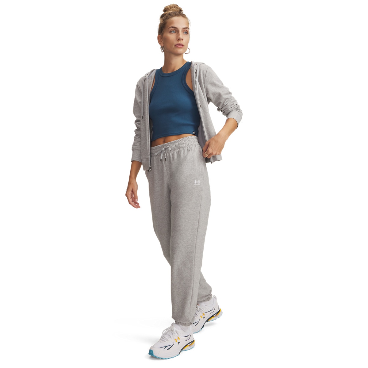 Damskie spodnie dresowe joggery Under Armour Sport Terry Jogger - szare