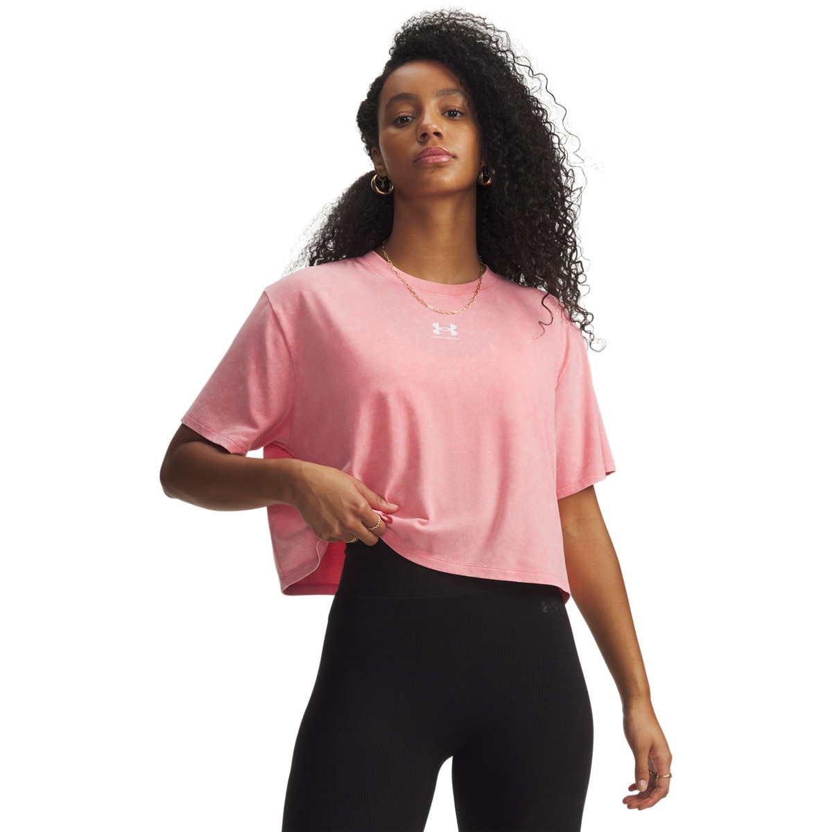 Damski t-shirt Under Armour UA Rival Boxy Tee Wash - różowy