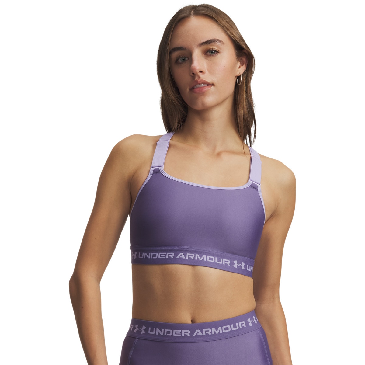 Damski biustonosz treningowy Under Armour HeatGear High - fioletowy