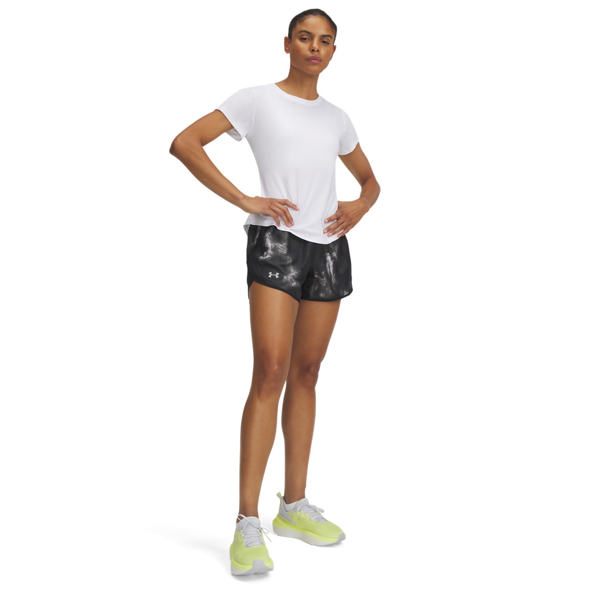 Damskie spodenki do biegania Under Armour UA Fly By 3'' Printed Shorts - czarne
