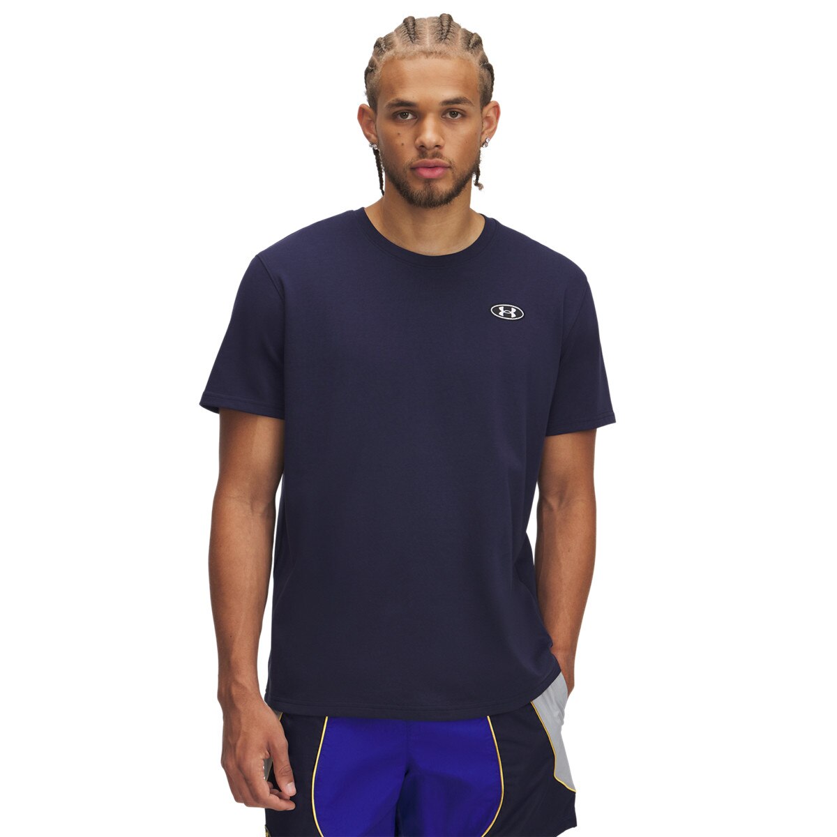 Męski t-shirt z nadrukiem Under Armour UA Hw Lc Patch SS - granatowy