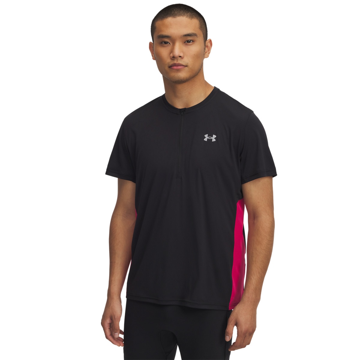 Męska koszulka do biegania Under Armour UA Trail Run Zip SS - czarna
