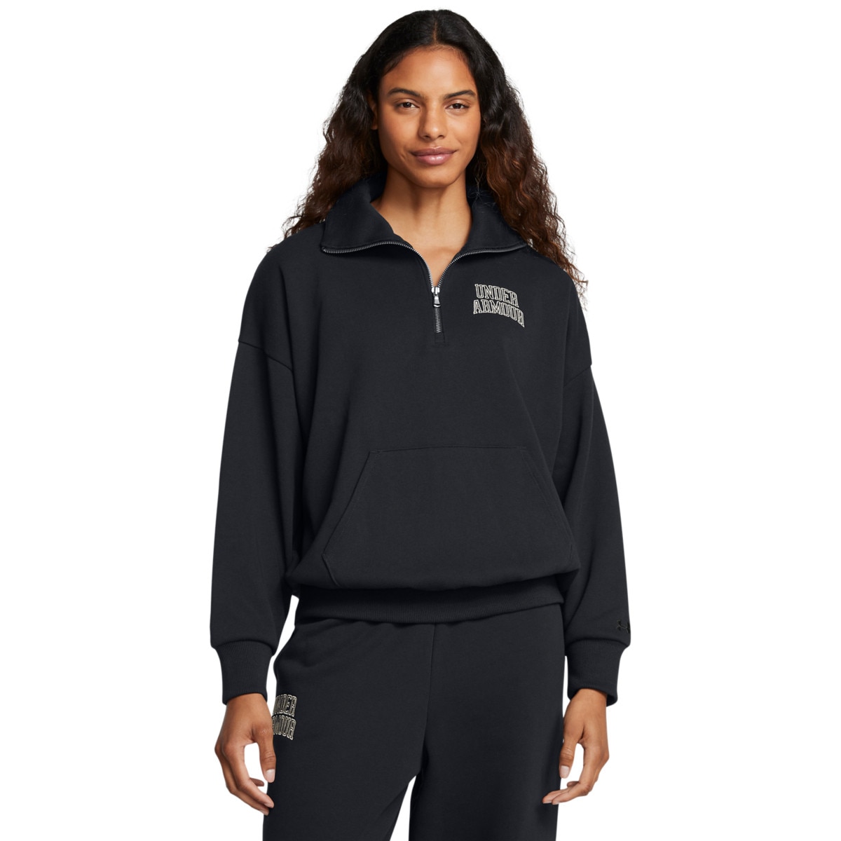 Damska bluza dresowa nierozpinana bez kaptura Under Armour UA Icon Hwt Terry Os Qz - czarna