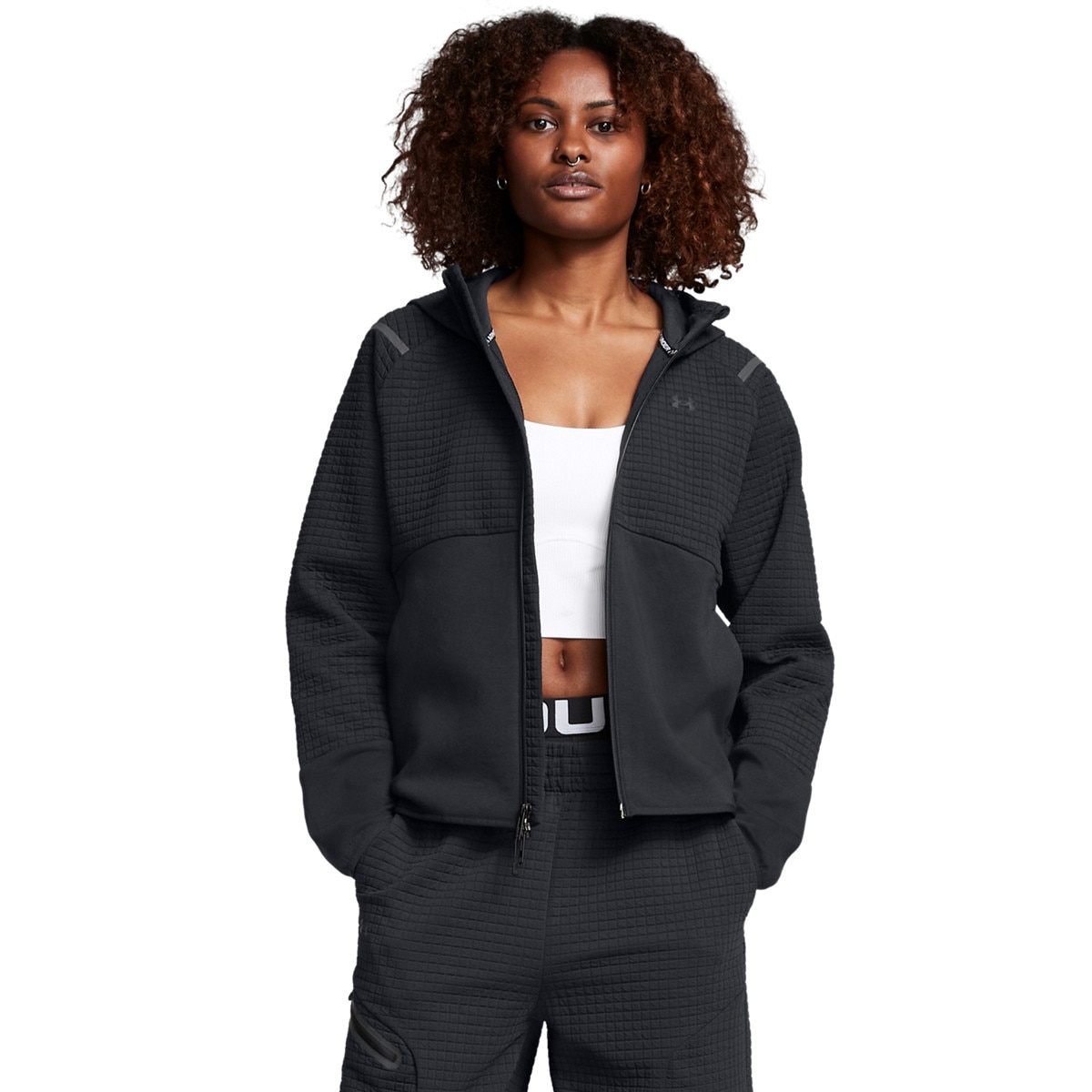 Damska bluza treningowa rozpinana z kapturem Under Armour Unstoppable Flc Txt Fz - czarna