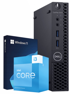 Mini Komputer Dell 3070 I3-9100T 16GB DDR4 256GB NVMe Win11H WiFi Kl. A