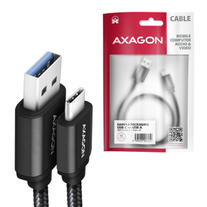 AXAGON BUCM3-CM20AB Kabel USB-C - USB-C 3.2 Gen 1, 2m, PD 60W, 3A, ALU, oplot, czarny