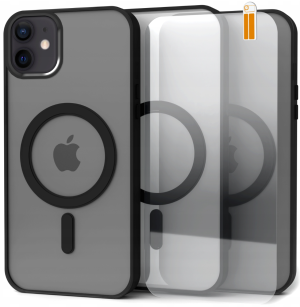Etui Do Apple iPhone 12 / 12 Pro (Do Magsafe, Czarne Matowe) +Szkło 9H