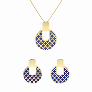 Komplet okrągły tytan srebro pozłacane