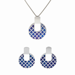 Komplet okrągły tytan srebro rodowane