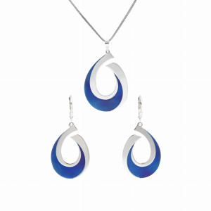 Komplet łezki tytan srebro rodowane