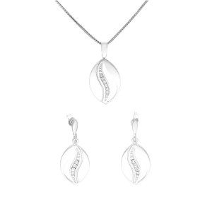 Komplet z cyrkoniami owalny srebro