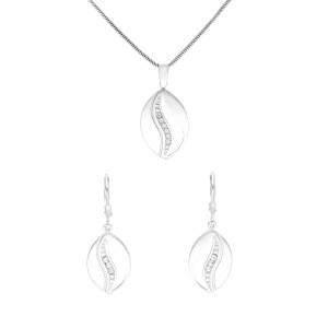 Komplet z cyrkoniami owalny srebro