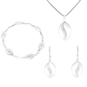 Komplet z cyrkoniami owalny srebro