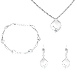 Komplet z błękitnymi cyrkoniami srebro