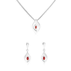 Komplet z rubinową cyrkonią srebro