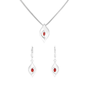 Komplet z rubinową cyrkonią srebro