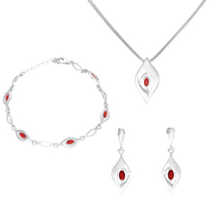 Komplet z rubinową cyrkonią srebro