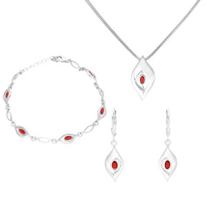 Komplet z rubinową cyrkonią srebro