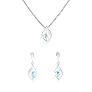 Komplet z błękitną cyrkonią srebro