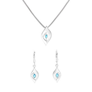 Komplet z błękitną cyrkonią srebro