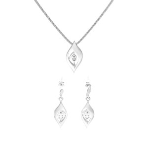 Komplet z białymi cyrkoniami srebro