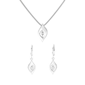 Komplet z białymi cyrkoniami srebro