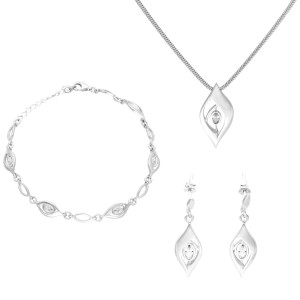 Komplet z białymi cyrkoniami srebro