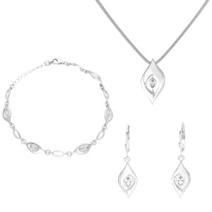 Komplet z białymi cyrkoniami srebro