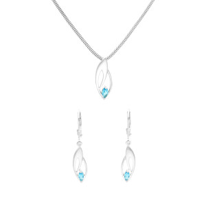 Komplet z błękitną cyrkonią srebro